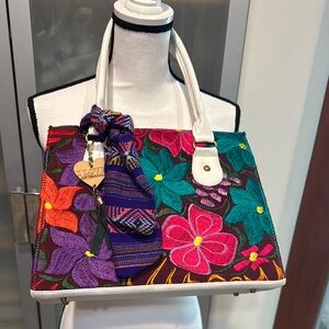 Red and Pink Floral Shoulder Bag with Bold Design